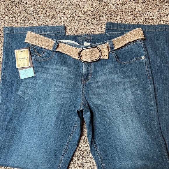 Sonoma Life Style Blue Jeans with Belt Low Rise Boot Cut Modern Fit Women FLAWS - Picture 3 of 16